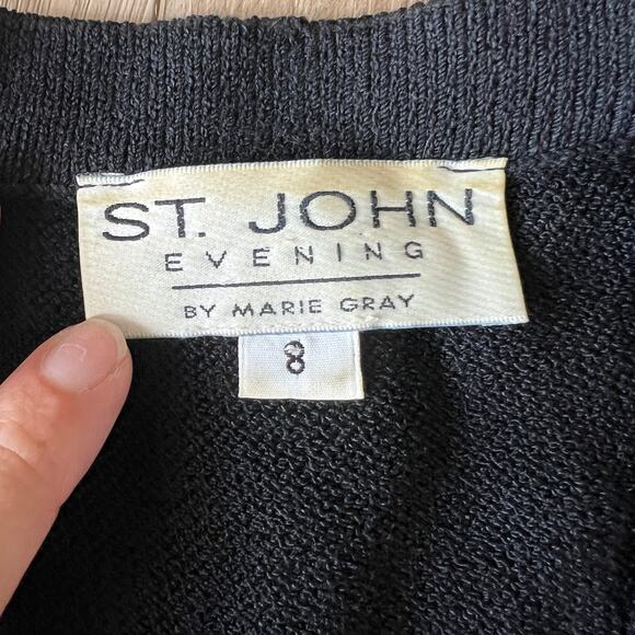 ST. JOHN EVENING Women's Cardigan Size 8 In Black - Picture 6 of 7